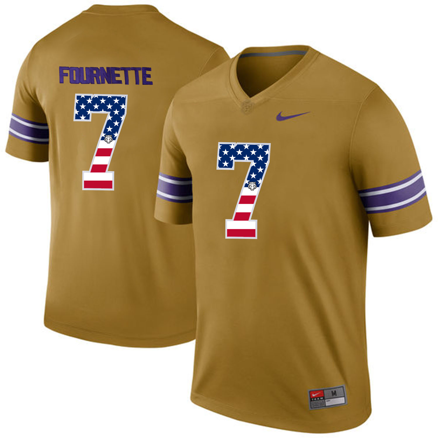 US Flag Fashion  Men LSU Tigers Leonard Fournette #7 College Football Limited Legend Jersey  Gridiron Gold->->NCAA Jersey